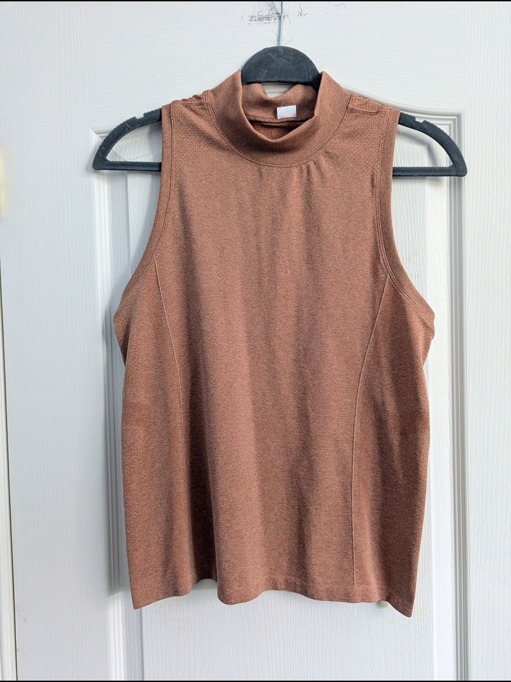 Sleeveless High Neck Knit Top in Dusty Rose Brown